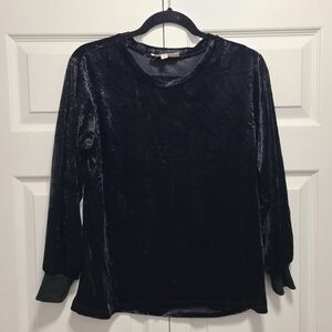 No Comment NY LA‎ Black Velvet Long Sleeve Top Small